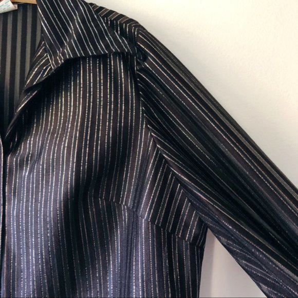 Vintage sheer disco striped shimmer plus size 2X - Picture 3 of 6